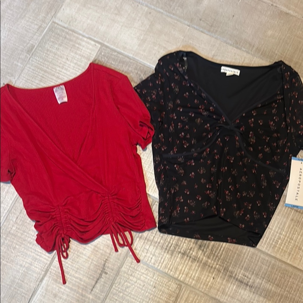 Cotton On Red Ruched Wrap Crop Top